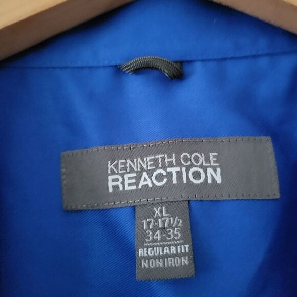 Kenneth Cole Reaction Button Down Dress Shirt Blue XL 17-17.5 34-35 - Picture 7 of 7